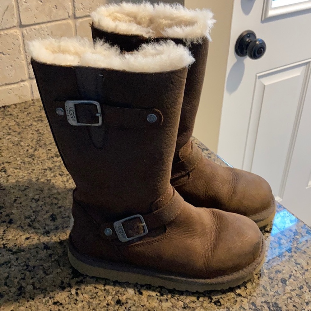 Ugg girls brown leather boots
